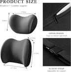 Car Headrest & Lumbar Support Cushion, Ergonomic Memory Foam Car Neck Back Support w/Removable Cover, Universal Breathable Lumbar Cushion Headrest Pillow with Adjusatble Strap (Gray)