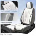 Coverado Front and Back Seat Covers, Waterproof Car Seat Cover, 5 Seat Leather Seat Cover for Cars, Universal Car Seat Protector, Automotive Seat Cover Car Seat Cushion Fit for Most Cars (Gray&White)