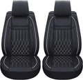 Aierxuan Front Car Seat Covers Universal Fit for Honda Civic Accord, Toyota Camry Prius Rav4 Corolla, Kia, Lexus, Nissan, Mazda, Jeep Cherokee and Most Cars, with Waterproof Leather (Black and White)