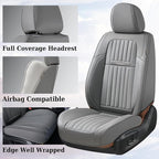 Coverado Front Seat Covers, Car Seat Cover, Gray Seat Covers for Cars, 2PCS Car Seat Protector,Waterproof Faux Leather Car Seat Cushion, Luxury Seat Cushions, Auto Seat Covers Fit for Most Vehicles
