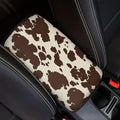 Dreaweet Brown Cow Print Auto Center Console Pad, Breathable Car Armrest Seat Box Cover Protector Universal Fit Cushion for Most Cars