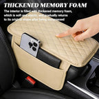 Car Center Console Cover, Upgraded Microfiber Car Armrest Cover Cushion, with 2 Storage Bags Scratch, Resistant Leather Cars Armrest Storage Box Universal Vehicles Accessories (Beige)