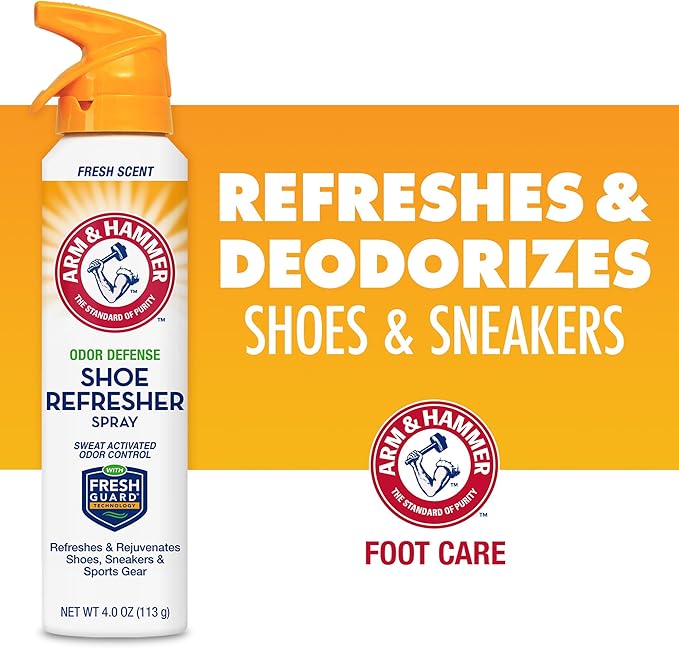 Arm and Hammer Shoe Refresher Spray, Multi-Purpose Odor Remover for All Types of Footwear, Shoe Deodorizer Spray, Shoe Odor Eliminator, Shoe Spray, Shoe Smell Eliminator, 4 oz (3 Pack)