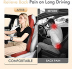 FLORICH Memory Foam Car Seat Cushion with Lumbar Support Headrest Pillow 2-in-1 Ergonomic Back Support and Neck Pillow Car Cushion for Driving Seat Back Rest Pillow Pressure Sciatica Pain Relief, Red
