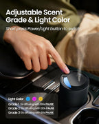 Waterless Diffuser for Essential Oil, Smart Car Air Freshener Diffuser with 3 Mist Grades & 3 LED Light Colors, Auto On/Off, Rechargeable Scent Air Machine