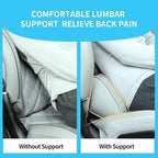 Lumbar Support Pillow for Car Seat and Office Chair, Gaming Chair, Ergonomic Memory Foam Back Cushion Lower Back Pain Relief, Luxury Leather Back Support Pillow, Gray, 1 Pack