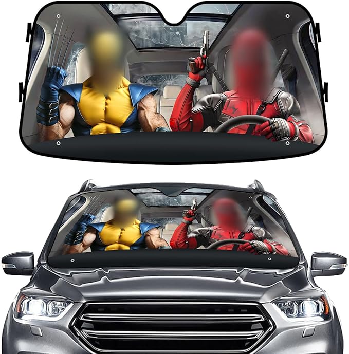 GENANY Superhero Movie Windshield Sun Shade for Car SUV Truck (55x30 Inches), Sun Shade Windshield, Shades for Front Windows, Protector Blocks UV, Car Decor