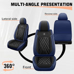Car Seat Covers Compatible with Toyota Camry 2012-2026 Durable Waterproof Automotive Seat Covers Stretchable Fabric Material, Airbag Compatibility, Premium Nappa Leather(Black Blue, Full Set)