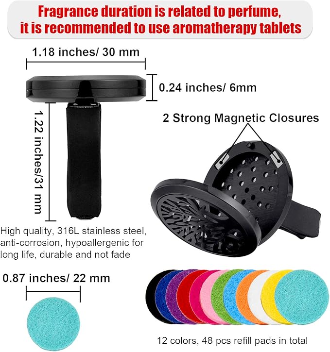2 Pieces 316l Car Aromatherapy Essential Oil Diffuser Air Freshener with Vent Clip 48 Felt Pad Christmas Gift for Women Men(Tree and Cloud Tree)