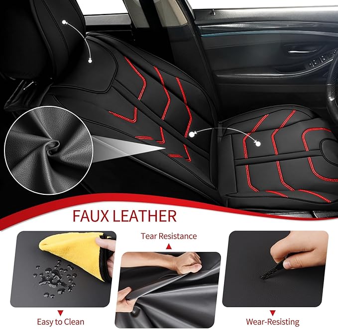 TTX LIGHTING Car Seat Covers fit for Chevrolet Trax 2024-2026 Full Set: Premium Leather Automotive Seat Cover with Airbag Compatible Waterproof (5 Seats, Redline)