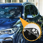 Cute Dog Paw Star Black Car Windshield Sun Shade Foldable UV Ray Sun Visor Protector Sunshade to Keep Your Vehicle Cool (55" x 27.6")
