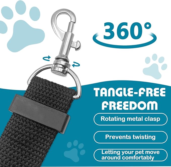 Adjustable Dog Seat Belt for Car, 2 Pack Pet Safety Belts for Vehicles, Heavy-Duty Nylon Puppy Harness Seatbelt Leash for Driving, Universal Fit Seatbelts for Pets in SUV, Truck, Travel, Black