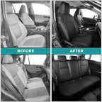 for Toyota RAV4 Seat Covers 2019 2020 2021 2022 2023 2024 2025 RAV 4 Prime & Hybrid XLE LE Limited XLE Premium (Not for XSE/SE Hybrid) - Custom Leather Car Seat Covers Full Set - Black