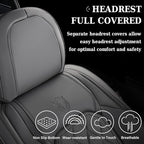 Coverado Car Seat Covers Full Set, Luxury Faux Leather Seat Covers for Cars, Waterproof Car Seat Protector, Gray Car Seat Cover, Universal Automotive Seat Covers Fit for Most Sedan SUV Trucks