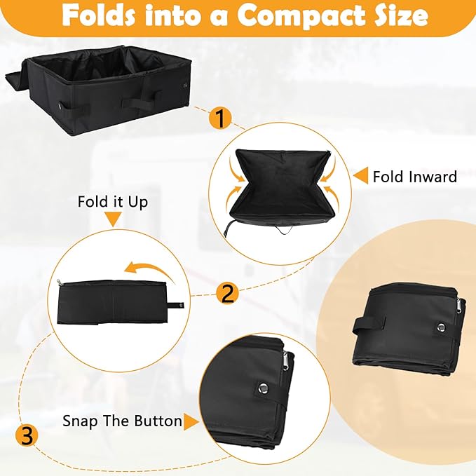 SZEE Travel Litter Box for Cats with Zipped Lid with 3 Pcs Disposable Liner Bags, Easy Cleaning, Suitable for Pets up to 15lbs, Portable Litter Box for Travel, Car, Hotel, Airplane, Camping - Black