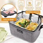 Aotto Portable Oven, Electric Lunch Box Food Heater - 12V/24V/110V 3-in-1 Car Food Warmer - Heated Lunch Box for Adults - Cook, Reheat & Keep Meals Warm for Car, Truck, Travel, Work, Home - Grey