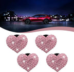 4PCS Bling Heart Air Vent Clips, Car Air Fresheners Vents Clips, Crystal Rhinestone Air Conditioning Outlet Clip, Cute Car Accessories for Women (Pink)