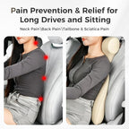 Coverado Lumbar Support Pillow for Car, Ergonomic Memory Foam Back Pillow for Office Chair, Back Cushion for Back Pain Relief, PU Leather Car Lumbar Support for Driving Seat - Beige
