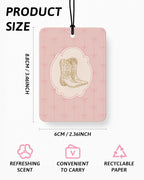Pink Western Car Air Freshener 4 Pcs Coconut Scented, Long Live Cowgirls Boots Cactus Car Accessories Mirror Decor for Women, Western Hanging Air Freshener for Cars Closet Drawer Books
