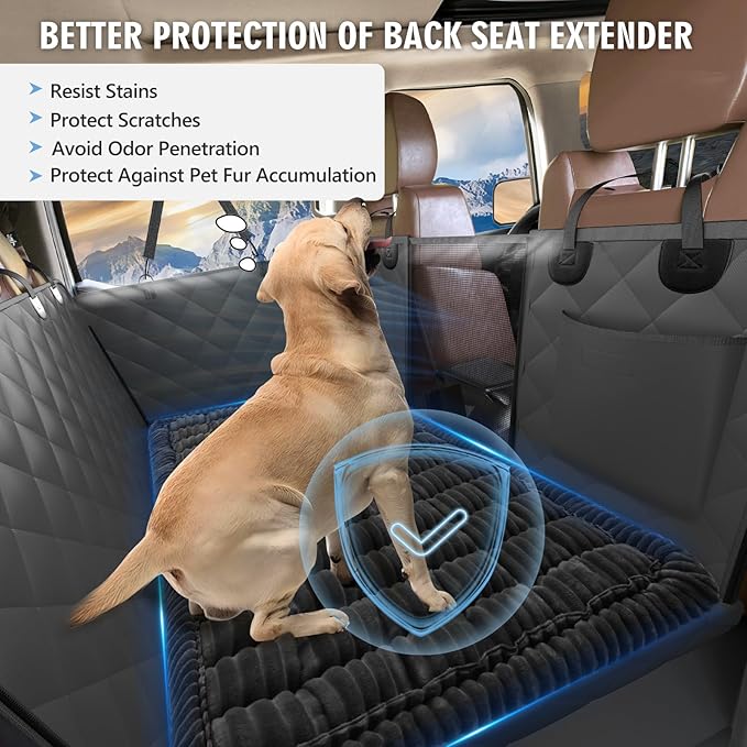 Dog Bed for Truck Back Seat Non-Slip, Truck Dog Bed Soft and Comfortable, Back Seat Pet Bed Mat for Travel, Pet Car Blanket for Backseat Extender and Seat Covers Black 59”X27.5”