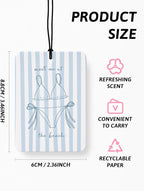 Blue Summer Beach Air Freshener 4 Pcs, Trendy Preppy Bikini Starfish Coconut Tree Ocean Hanging Air Freshener for Cars Closet Drawer Books, Girly Beachy Car Accessories Mirror Decor for Women