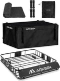 ARKSEN 43" x 39" x 6" Roof Rack Basket with Extension & Waterproof Cargo Bag, 150 lb Heavy-Duty Steel Cargo Carrier, Fits Crossbars up to 1.38" Thick, for SUV & Pickup Truck