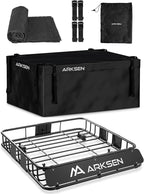 ARKSEN 43" x 39" x 6" Roof Rack Basket with Extension & Waterproof Cargo Bag, 150 lb Heavy-Duty Steel Cargo Carrier, Fits Crossbars up to 1.38" Thick, for SUV & Pickup Truck