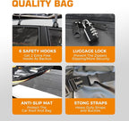 Kingfun Car Rooftop Cargo Carrier Bag, Waterproof 15 Cubic Feet Car Roof Luggage Carrier for All Vechicles with/Without Racks, Includes Anti-Slip Mat, 8 Reinforced Straps, 6 Door Hooks,Luggage Locks