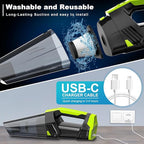 Cordless Car Vacuum Lightweight High Power Handheld Vacuum Cleaner with LED Light, Hand Vacuum for Car Home Office and Pet Hair, Blackgreen