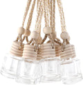 20Pcs Hanging Empty Car Freshener Glass Bottle, Essential Oil Car Diffuser, Aromatherapy Fragrance Perfume Diffuser Bottle Pendant with Wooden Caps & Hanging String(8ML)