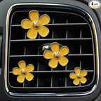 4PCS Daisy Flower Air Vent Clip Air Conditioning Outlet Clip Car Air Freshener Clip Car Interior Decor Charm Colorful Car Interior Accessories for Girls Women (Yellow)