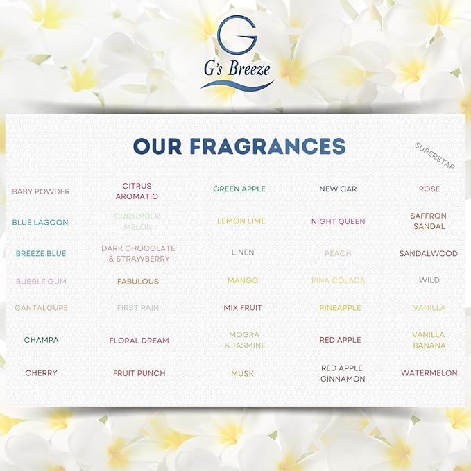 G's Breeze Champa Air Freshener - Captivating Floral Aroma Inspired by Champa Flower - Long-Lasting Fragrance - Relaxing Scent for Home, Office & Car - Refreshing & Tranquil Atmosphere for Relaxation