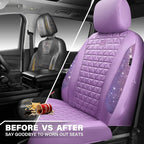 CAR PASS Light Purple Bling Diamond Leather Car Seat Covers Full Sets, Waterproof Shining Glitter Sparkly Crystal Universal Armrest Fit for Automotive Truck SUV Cute Women Girl,Lavender Rhinestone