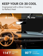 Proadsy Windshield Sun Shade for Mazda CX-30 2020-2025 2026 CX30 Accessories 4-Layer Foldable Front Sunshade Protector Sun Visor Blocks UV Rays Keep Car Cooler