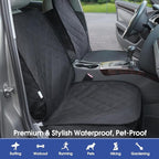 Heavy Duty Dog Front Seat Cover with Side Flaps - 900D Waterproof Car Seat Cover, Protects from Dirt, Fur & Scratches, Fits Captain Seats, Cars SUV Trucks Minivans(1-Pack)