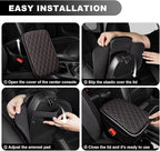 Upgraded Car Center Console Cover Fit for Venza Faux Leather Car Armrest Cover Cushion with 2 Storage Bags,Car Armrest Storage Box Interior Accessories(Black&Redline)