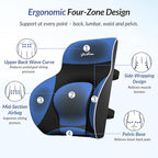 ZIKEE Adjustable Airbag Lumbar Support Pillow Provides Comfortable Support Back Pain Relief and Improves Posture, Ergonomic Memory Foam Back Support Pillow for Office Chair, Car, Home