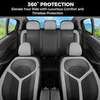 FLORICH Car Seat Covers Full Set, Universal Seat Cover 5 Seats, Automotive Seat Covers with Mesh Leather, Waterproof Car Seat Protector, Breathable Car Seat Cushion for Most Car SUV Truck, Gray