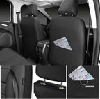CAR PASS Faux Leather Car Seat Covers Front Seats Only, 3D Foam Support Car Seat Covers, Universal fit for Trucks Vans SUVs Sedans Automotive Comfortable, Airbag Compatible 2 Pieces Front Solid Black