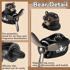 Tallew Car Air Freshener Cute Bear Car Vent Clip Diffuser with Rotating Propeller Outlet Vent 2.5" x 2.4" x 2.1" Easy to Install Included 2 Scents Aroma Tablets Aromatherapy Ornament Auto Accessories