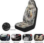 ELEQIN Deer Camo US Flag Car Seat Covers Two Front Only for Car, Automotive Interior Covers, Quick Setup Universal Fit Seat Covers for Car, Truck, SUV