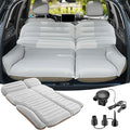 KMZ SUV Air Mattress Double Sided Thickened Flocking Car Bed – Portable Inflatable Mattress Pad for Camping & Travel with 2 Pillows & Electric Pump (Off-White and Coffee)