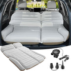 KMZ SUV Air Mattress Double Sided Thickened Flocking Car Bed – Portable Inflatable Mattress Pad for Camping & Travel with 2 Pillows & Electric Pump (Off-White and Coffee)