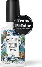 Poo-Pourri Before-You-Go Toilet Spray,Fresh Sea Salt,4 Fl Oz,Up to 200 Uses,Bathroom Odor Deodorizer,Plant-Based with Essential Oils,for Home or Work,Sea Salt,Bergamot & Eucalyptus Scent,(Pack of 2)
