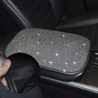 BetterJonny Auto Bling Car Armrest Cover, Crystal Rhinestone Auto Center Console Cover Pad Non-Slip Car Arm Rest Cushion Pad Universal Bling Car Accessories for Most Car (13.2 X 9.3 Inch)