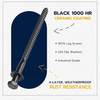 5/16 x 6 (50 Pack) Lag Screw Kit, 50 Screws and 50 Washers, Ceramic Black Ruspert Coating for Exterior Use, Meets ASTM A307 and ASME B18.2.1, Industrial/Commerical Grade by Makers Bolt