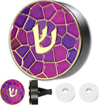 Hebrew Shin Car Vent Clip Air Freshener - Essential Oil Diffuser Refillable with 1 DIY Unscented Pads for Car Jewish Hanukkah Gifts Pink 1.57”