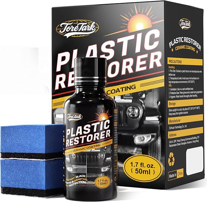 Plastic Restorer for Cars, Not a Dressing, Black Trim Restorer, Ceramic Crystal Coating Highly Concentrated, Lasting Up to 6 Months+ with UV Protection, Restore Automotive Exterior Protectant