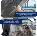 GENANY Raccoon Family Windshield Sun Shade for Car SUV Truck (55x30 Inches), Sun Shade Windshield, Shades for Front Windows, Protector Blocks UV, Xmas Auto Gift, Spring Car Decor