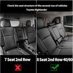 AOMSAZTO Custom Fit Seat Covers for Toyota Highlander 2014 2015 2016 2017 2018 2019-Three-Row 8 Seats,Second Row 40/60 Split,Faux Leather-Black